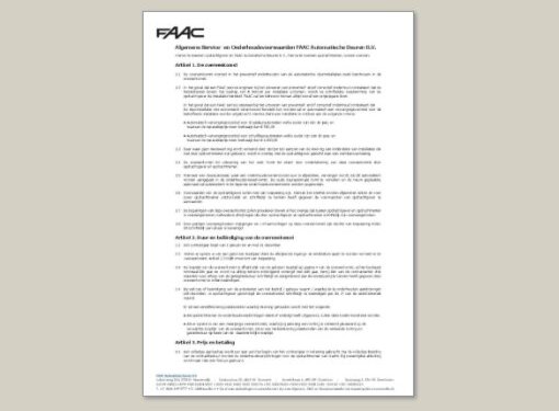 Algemene Service- en Onderhoudsvoorwaarden FAAC Automatische Deuren B.V.
