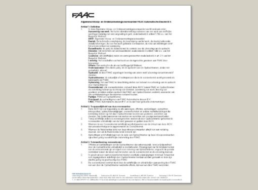 Algemene Inkoop- en Onderaannemingsvoorwaarden FAAC Automatische Deuren B.V.