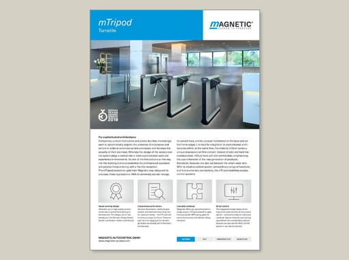 Datasheet Magnetic Flowmotion mTripod toegangscontrole toegangspoort voor voetgangers